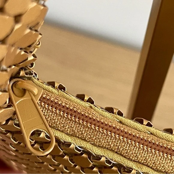 Vintage Gold evening Bag Jeanne Lottie metallic shoulder purse small formal - Picture 3 of 10